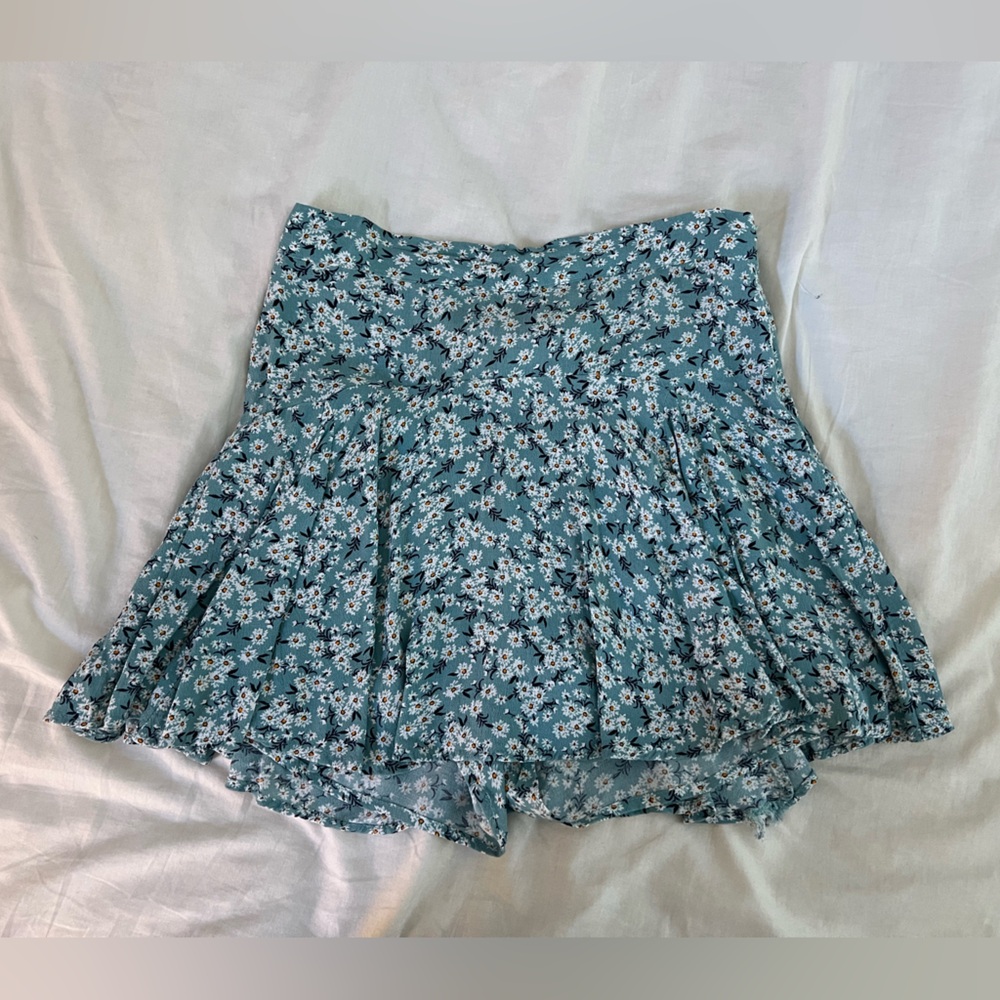 Zara Teal and White Floral Skirt